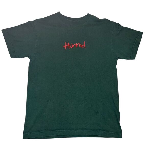 4hunnid by YG T-Shirt Size Medium Green Short Sleeve Logo Tee - Picture 1 of 8